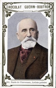 Porträt von Pierre Puvis de Chavannes, französischer Maler (1824-1898). Vignette des Schokoladen Guérin - Boutron