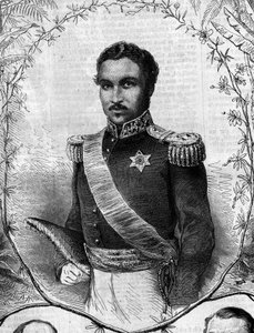 Porträt von Radama II (1829-1863), König von Madagaskar. Gravur in „Le Monde Illustré“ Nr. 268 vom 31. Mai 1862.