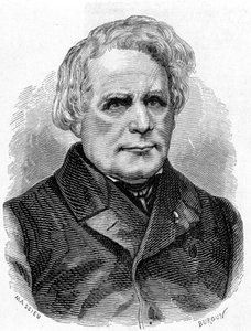 Porträt von Ruhmkorff Heinrich Daniel (1803 - 1877), Erbauer von Physikinstrumenten (das Induktionsgerät), deutscher Mechaniker und Elektriker - in „Album der Wissenschaft; berühmte Wissenschaftler; Große Entdeckungen“ 1896