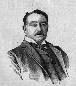 Porträt von Sir Cecil Rhodes (1853-1902), englischer Gouverneur der Kolonie Kapstadt in Südafrika (Transvaal). Gravur in „La gazette du dimanche“ vom 16. Januar