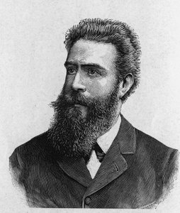 Porträt von Wilhelm Conrad Röntgen (1845 - 1923) - in „Album der Wissenschaft; berühmte Wissenschaftler; Große Entdeckungen“ 1896.