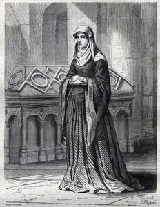 Porträt der Benediktinerin, die die Geliebte und Schwester von Papst Gregor XII. und die Mutter von Eugen IV. (Gabriele Condulmer 1383-1447) gewesen sein soll. Gravur in „Geschichte der Päpste (...) Verbrechen der Königinnen, Könige und Kaiser durch die Ja von French School