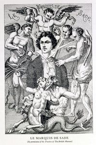 Porträt des Marquis de Sade, umgeben von Teufeln