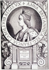 Porträt der Königin von Frankreich Anne de Bretagne (1477-1514). Gravur aus Louis XII et Anne de Bretagne von Paul Lacroix, ed. Georges Hurtrel von French School