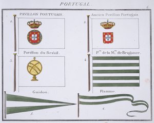 Portugiesische Flaggen, aus einem französischen Flaggenbuch, ca. 1819 von French School