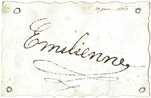 Postkarte: Emilienne, datiert 30. Juni von French School