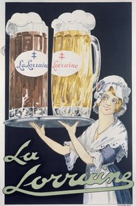 Plakat, das La Lorraine Bier bewirbt