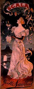 Plakat für einen Auftritt von Yvette Guilbert im Scala, Paris von French School