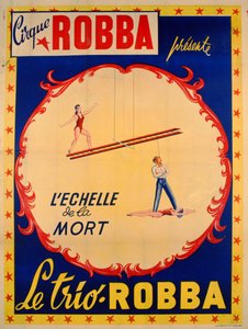 Plakat, das die Leiter des Todes im Cirque Robba bewirbt