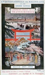 Plakat zur Werbung für die Transsibirische Eisenbahn, Winter 1907-8