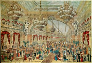 Plakat für Geschäfte (oder Galerien) Crespin Dufayel am Boulevard Barbès in Paris. 19. Jahrhundert Paris. Dekorative Kunst von French School