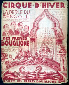Plakat für die Show der Brüder Bouglione „Die Perle von Bengalen“ im Cirque d