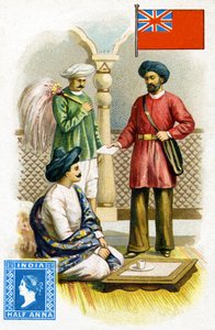 Postbote, der einen Brief in Britisch-Indien zustellt, späte 19. Jahrhundert