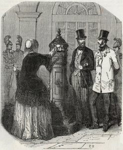 Posten: neuer Briefkasten - Gravur in „Tableau-de-Paris“ von Edmond Texier 1852 von French School