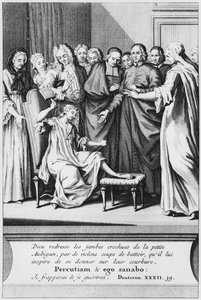 Praxis der Hilfeleistung und wundersame Heilung von Aubigan, Illustration aus La verite des miracles de M. de Paris... von Louis Basile Carré de Montgeron, 1737 von French School