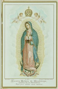Gebetskarte, die Unsere Liebe Frau von Guadalupe darstellt, um 1900