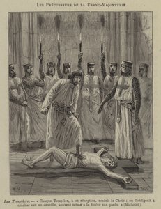 Vorläufer der Freimaurerei: die Tempelritter (Gravur) von French School