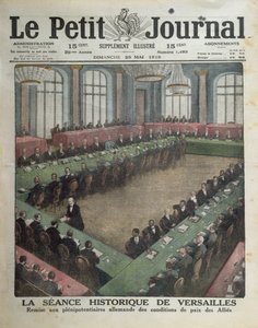 Präsentation der alliierten Friedensbedingungen an die deutschen Delegierten am 7. Mai 1919 in Versailles, Titelseite von Le Petit Journal, 25. Mai 1919