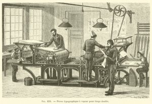 Dampfdruckpresse für Doppeldruck (Gravur) von French School