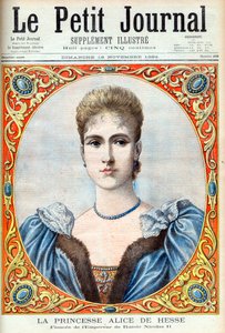 Prinzessin Alix von Hessen (Alexandra Fjodorowna) (Alexandra Fjodorowna Romanowa) Verlobte von Zar Nikolaus II. von Russland. Prinzessin Alice von Hessen und am Rhein (1872-1918). Verlobte des russischen Kaisers Nikolaus II. Illustration für Le Petit Journ