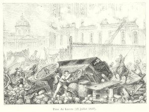 Einnahme des Louvre, 29. Juli 1830 (Gravur) von French School
