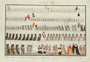 Prozession einer Gruppe von Frauen aus La Rochelle, 1711