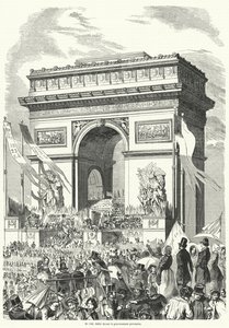 Prozession vor der französischen Provisorischen Regierung am Arc de Triomphe, Paris von French School