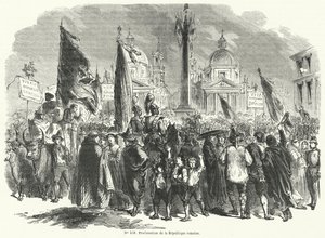 Proklamation der Römischen Republik, Italien, 9. Februar 1849 von French School