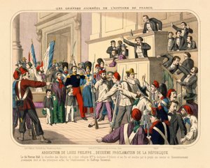 Proklamation der Zweiten Französischen Republik während der Februarrevolution, 24. Februar 1848, Flugblatt veröffentlicht von Gadola, Lyon, 1848