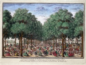 Promenade du Boulevard, Porte du Temple in Paris - Gravur von French School