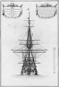Bug eines vor Anker liegenden Schiffes, Illustration aus dem Atlas de Colbert, Tafel 49 von French School