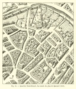 Viertel Saint-Benoit, Faksimile des Plans von Quesnel, 1608 von French School