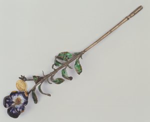 Federhalter mit Stiefmütterchen, 1862 (Silber & Emaille) von French School