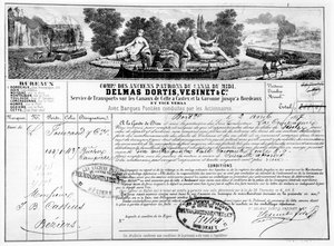 Quittung der Compagnie du Canal du Midi für den Warentransport von Bordeaux nach Béziers, 1857 von French School