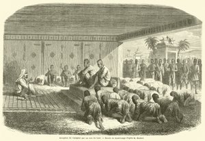 Empfang des Reisenden durch die Könige von Laos (Gravur) von French School