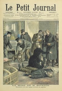 Rekonstruktion des Todes von Gabriel Syveton, Titelillustration aus Le Petit Journal, 8. Januar 1905 von French School