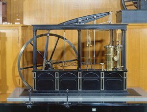 Rekonstruktion der von James Watt entworfenen Dampfmaschine (Kupfer & Glas)