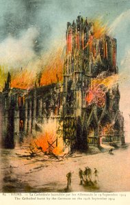 Reims, Kathedrale von den Deutschen am 19. September 1914 niedergebrannt von French School