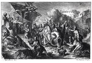 Reinkarnation des Asklepios als Schlange zur Zeit der Ankunft seines Kultes in Rom aus Griechenland im Jahr 293 v. Chr.