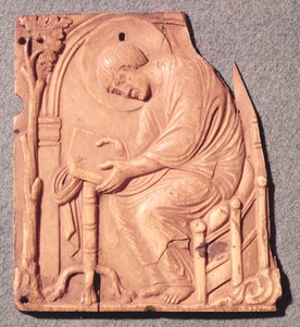 Relief eines studierenden Mönchs, aus dem Hotel de Lunaret, 8.-11. Jahrhundert