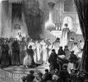 Religiöse Zeremonie: Fest des Heiligen Dominikus (8. August) gefeiert in der alten Kirche der Karmeliten in Paris von French School
