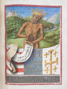 René, Herzog von Anjou als gekröntes Skelett, aus dem Stundenbuch von René von Anjou von French School