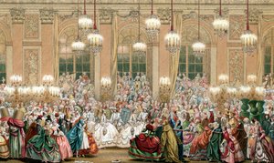 Darstellung einer Maskerade am Hofe von König Ludwig XV. von French School
