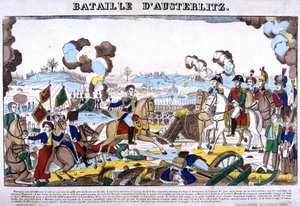 Darstellung der Schlacht von Austerlitz, oder Schlacht der drei Kaiser, am 02.12.1805. Bild von Epinal von French School