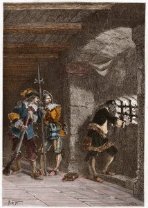 Darstellung der Eisernen Maske (gestorben 1703) eingesperrt auf der Insel Sainte Marguerite