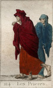 Darstellung der Gebete (oder Lites), Töchter des Jupiter, in Form von alten, lahmen und demütigen Frauen. Aus „Mythologie der Jugend“ von Pierre Blanchard 1803 von French School
