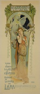 Reproduktion eines Plakats, das die Oper Messaline, Casino de Monte Carlo, 1898, bewirbt