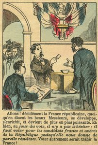 Die republikanische Frankreich verdiente die Stimme der Franzosen. Stich, in „Le Figaro, Beilage“, am 30.03.1889, Paris. Coll. Selva. von French School