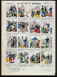 Republikanische Propaganda zur Unterstützung der Gründung der Dritten Republik, ca. 1881 von French School