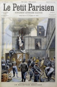 Rettung während eines Feuers durch die Feuerwehr: eine bewegende Rettung - in "Le petit Parisien"